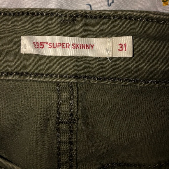 Olive Green Levi Skinny Jeans - Picture 3 of 4